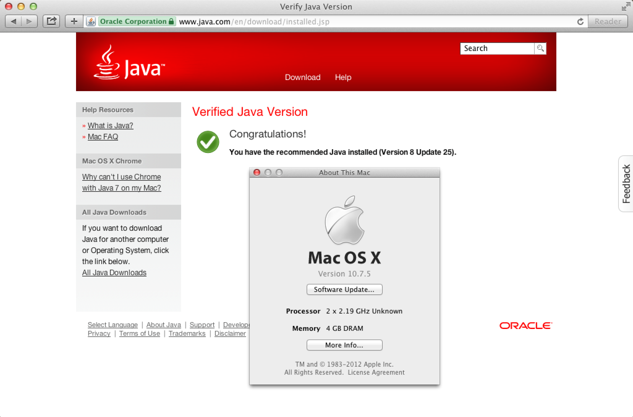 java for mac os x 10.6 update 8 problems